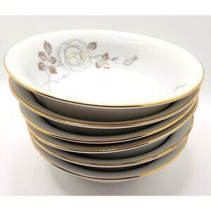 Bowls-Berry Bowls-Johann Haviland-Dawn Rose-Gold Trim-Set of 6